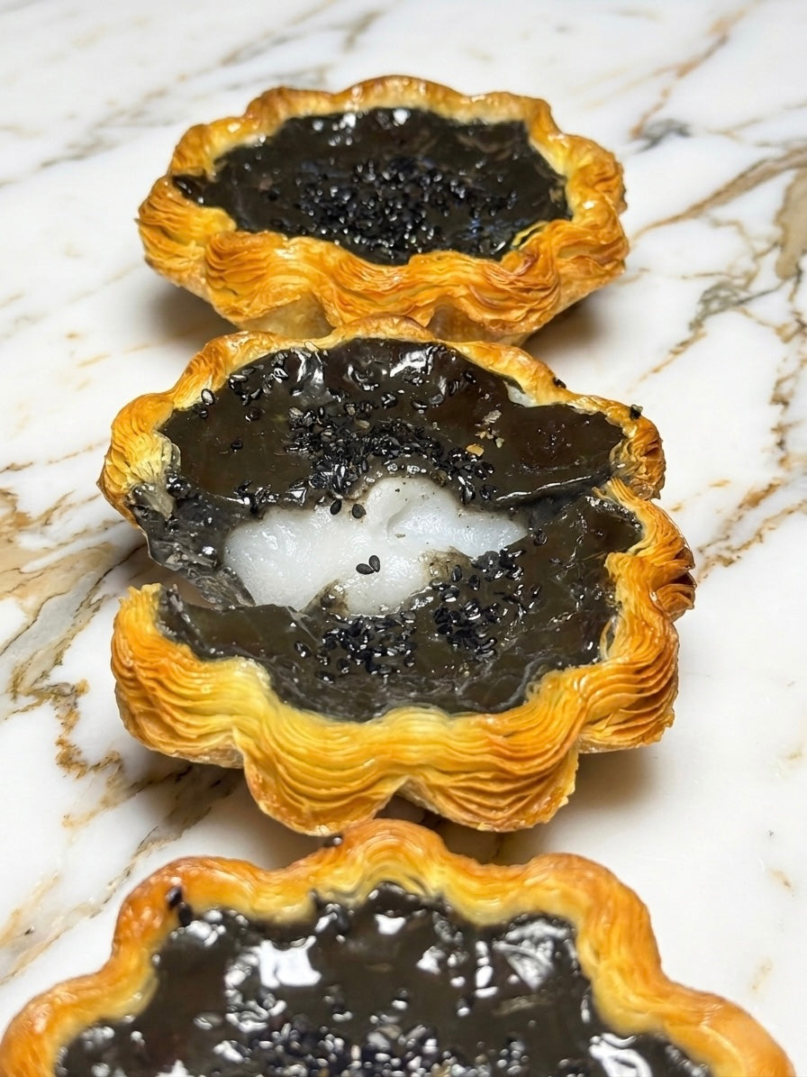 黑芝麻麻糬布丁撻 Black Sesame Mochi Flan pâtissier